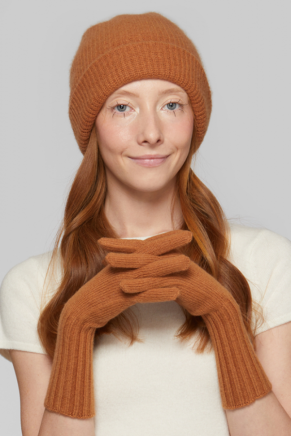 Светло-коричневые кашемировые перчатки