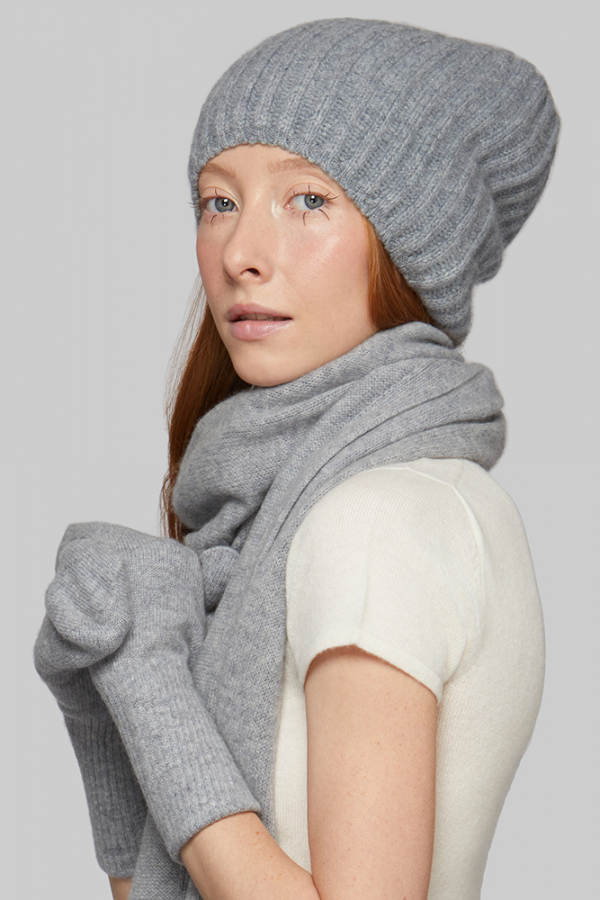 Кашемировые варежки светло-серый меланж