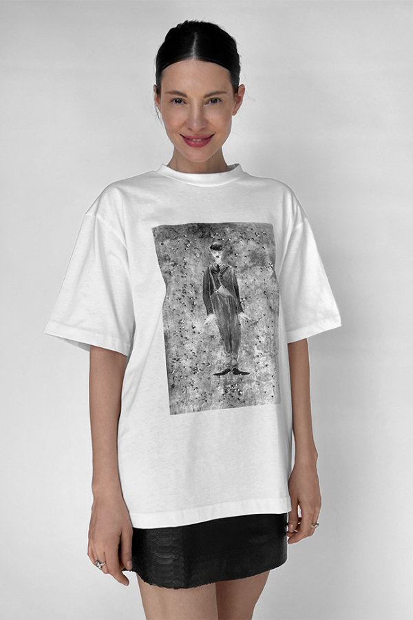 Футболка белая с Чаплиным