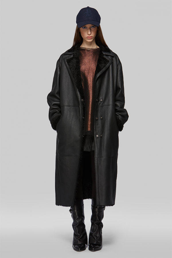 Длинная дубленка из овчины 