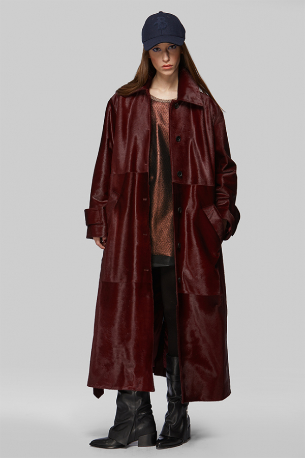 Кожаное пальто на утепленной подкладке