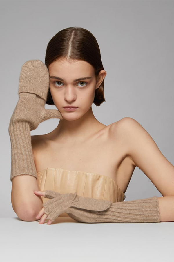 Варежки-перчатки из кашемира