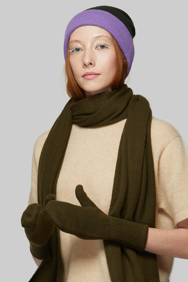 Кашемировые варежки хаки