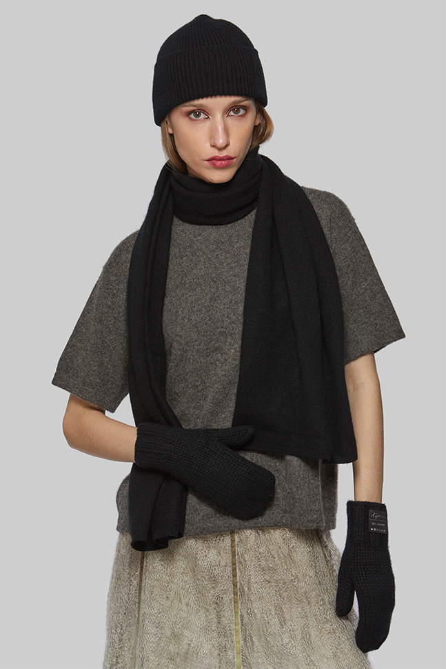 Чёрные варежки из кашемира Чёрные варежки из кашемира